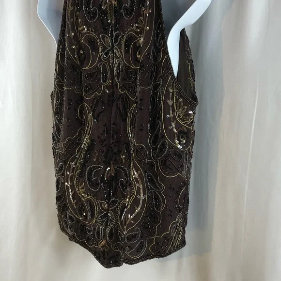 Papell Boutique Evening Silk beaded Vintage Tank top L - Picture 11 of 16